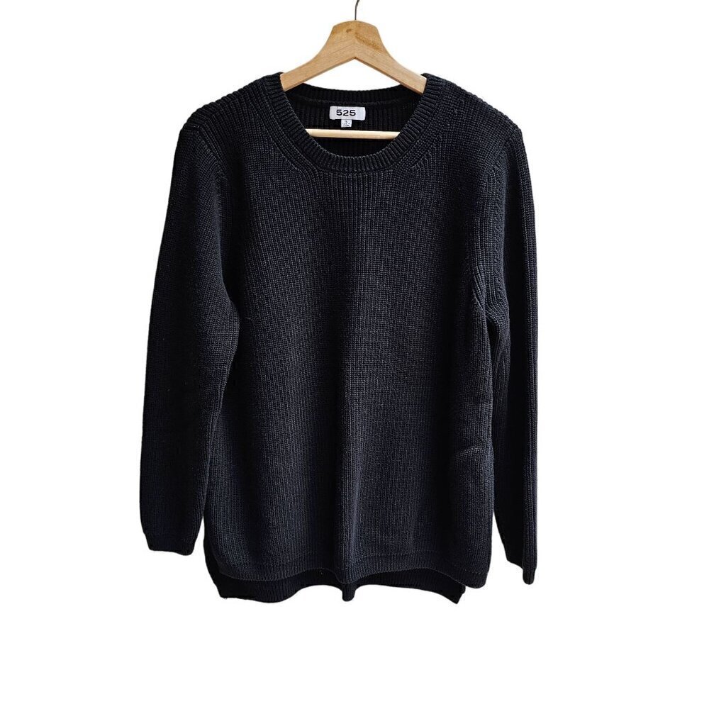 525 America Black 100% Cotton Shaker Knit Crewneck Sweater XL